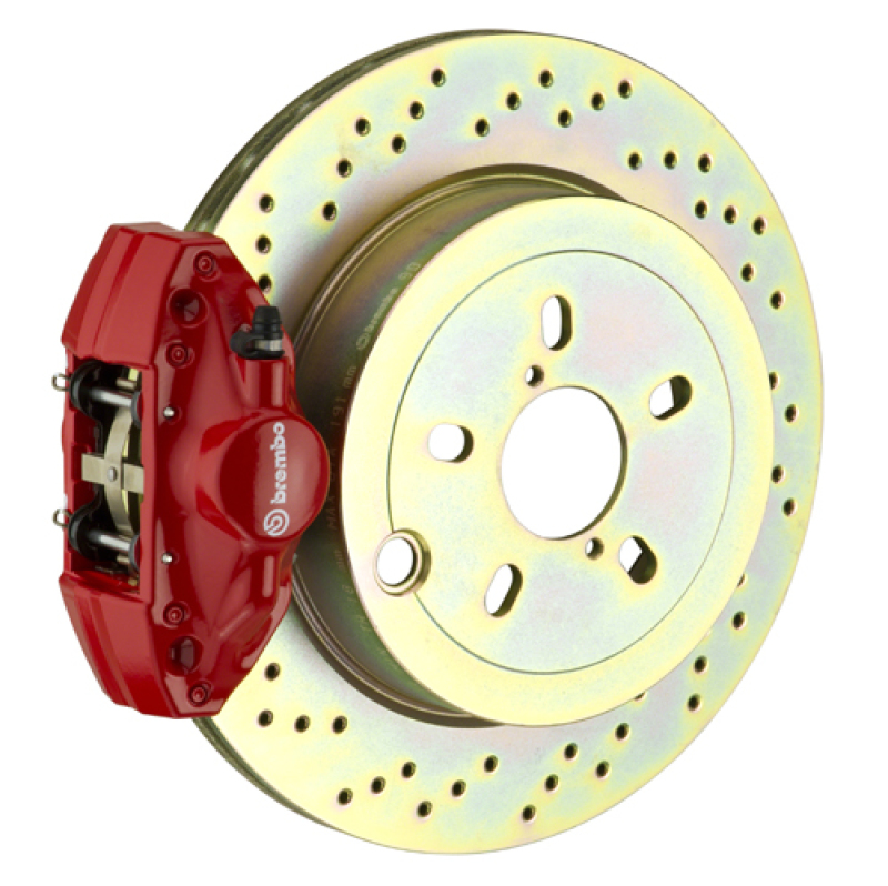 Brembo 99-05 323i/325i/328i (Excl. xDrive) Rear GT BBK 2 Pist Cast 2pc 294x19 1pc Rotor Drilled-Red - 2E4.4002A2