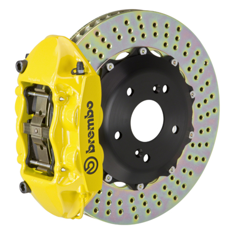 Brembo 99-05 S2000 Rear GT BBK 4 Piston Cast 328x28 2pc Rotor Drilled- Yellow - 2P1.6009A5
