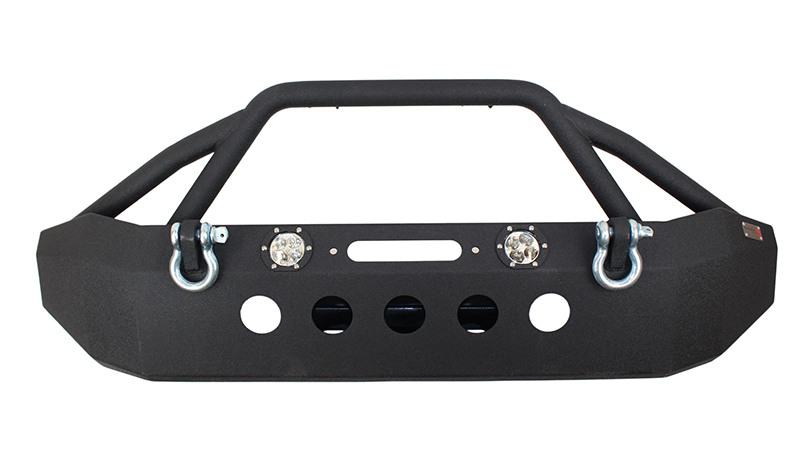 Fishbone Offroad 07-18 Jeep Wrangler Front Winch Bumper W/LEDs Full Width - Blk Texured Powdercoated - FB22003