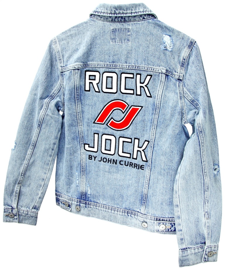 RockJock Jean Jacket w/ Embroidered Logos Front and Back Blue Womens Medium - RJ-714000-M