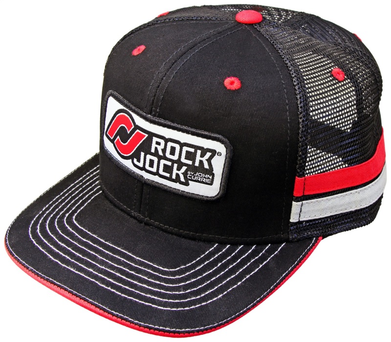 RockJock Retro Hat w/ Stripes and Patch. Mesh Back Adjustable. - RJ-715000-3