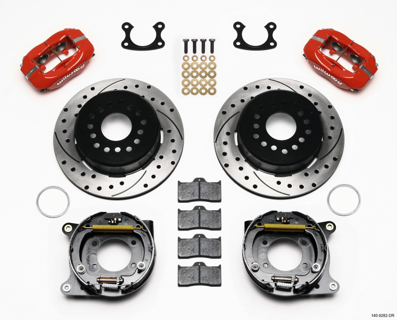 Wilwood Forged Dynalite P/S Park Brake Kit Drill-Red Small Ford 2.50in Offset - 140-9282-DR