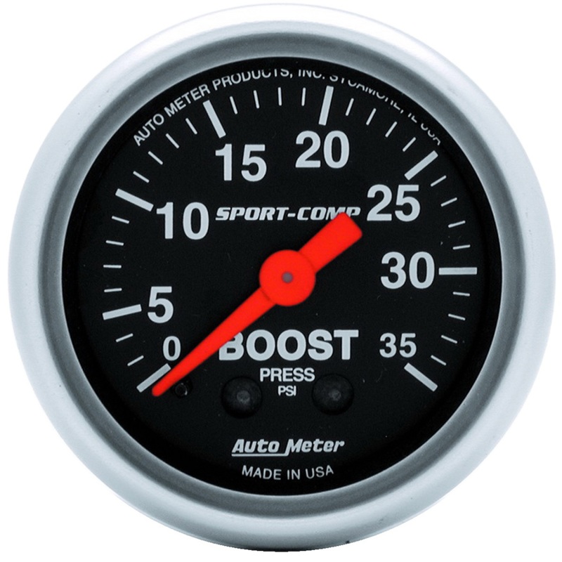 Autometer Sport-Comp 52mm 35 PSI Mechanical Boost Gauge - 3304
