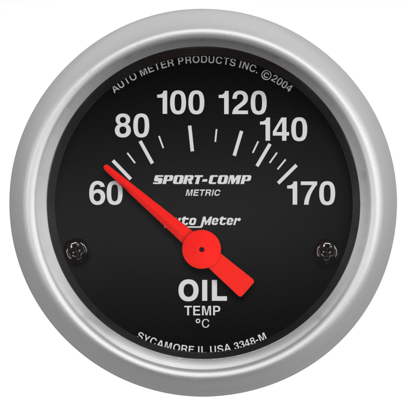 Autometer Sport-Comp 52mm 60-170 Degree Short Sweep Electronic Oil Temperature Gauge - 3348-M