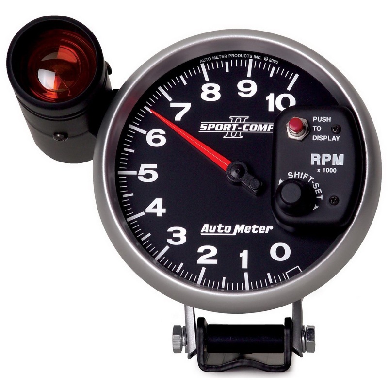 Autometer Sport-Comp II 5 inch 0-10000 RPM Pedestal Mount Tachometer Shift-Lite - 3699