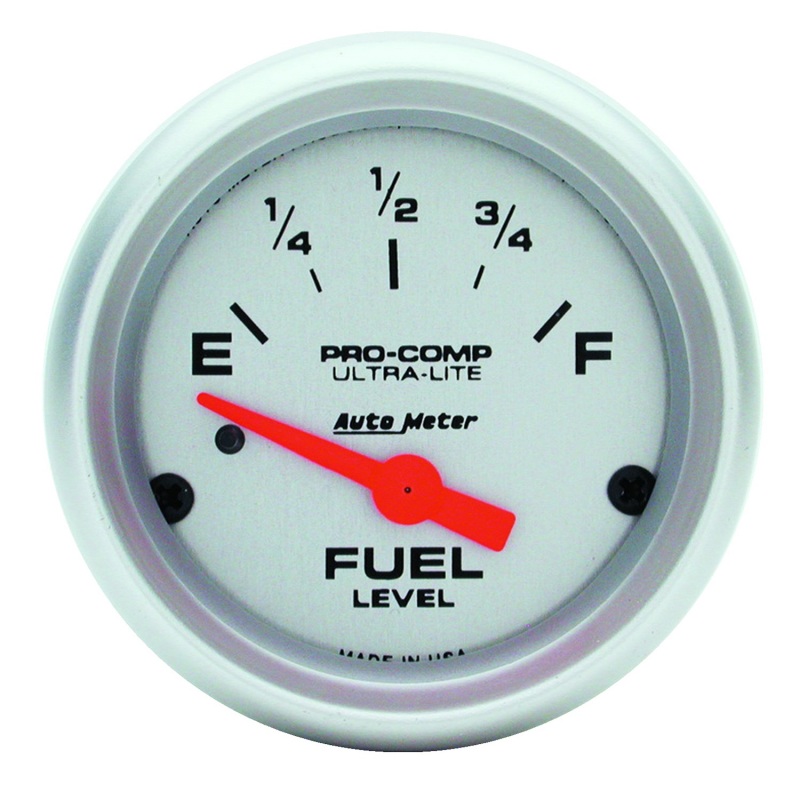 Autometer Ultra-Lite 52mm 0 OHMS Empty/90 OHMS Full Short Sweep Electronic Fuel Level Gauge - 4314