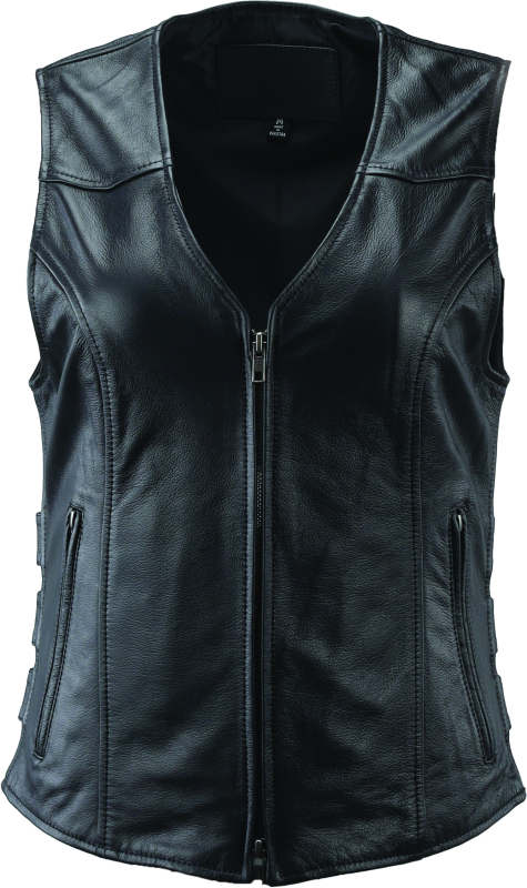 River Road Plains Leather Vest Black Womens - 2XL - 094416