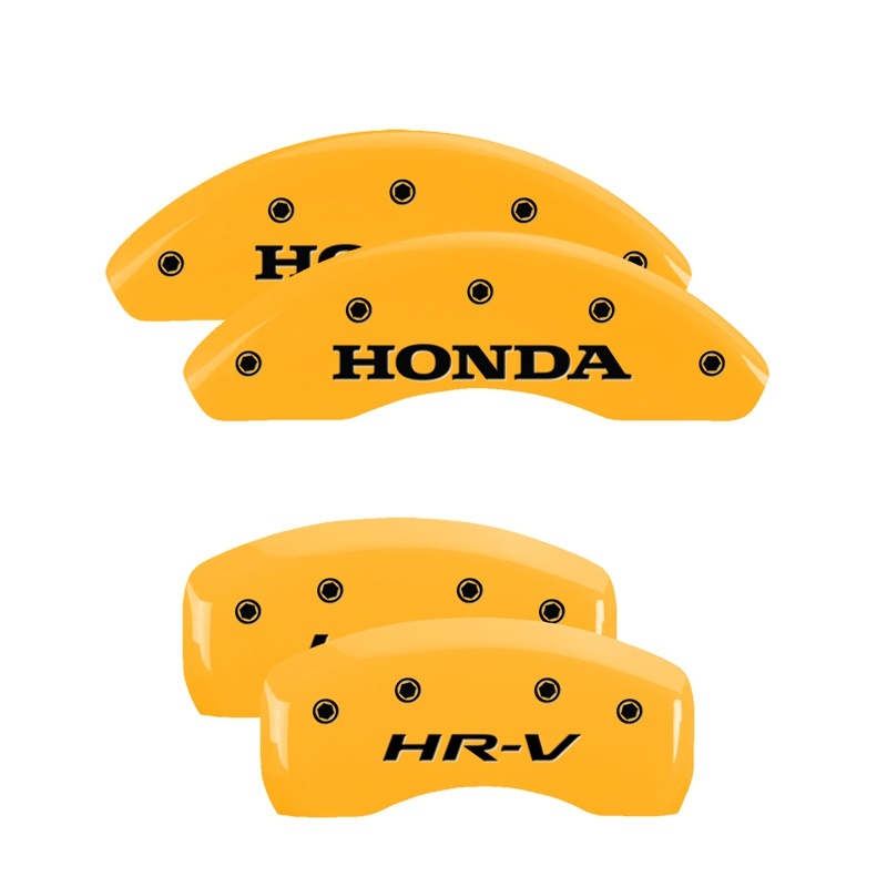 MGP 4 Caliper Covers Engraved Front & Rear Ridgeline Yellow Finish Black Char 2019 Honda Ridgeline - 20213SRGLYL