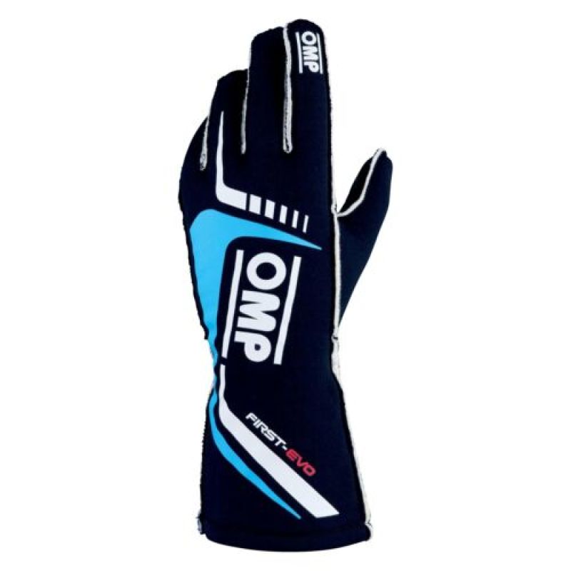 OMP First Evo Gloves Blu Navy/Ciano - Size S (Fia 8856-2018) - IB0-0767-A01-244-S