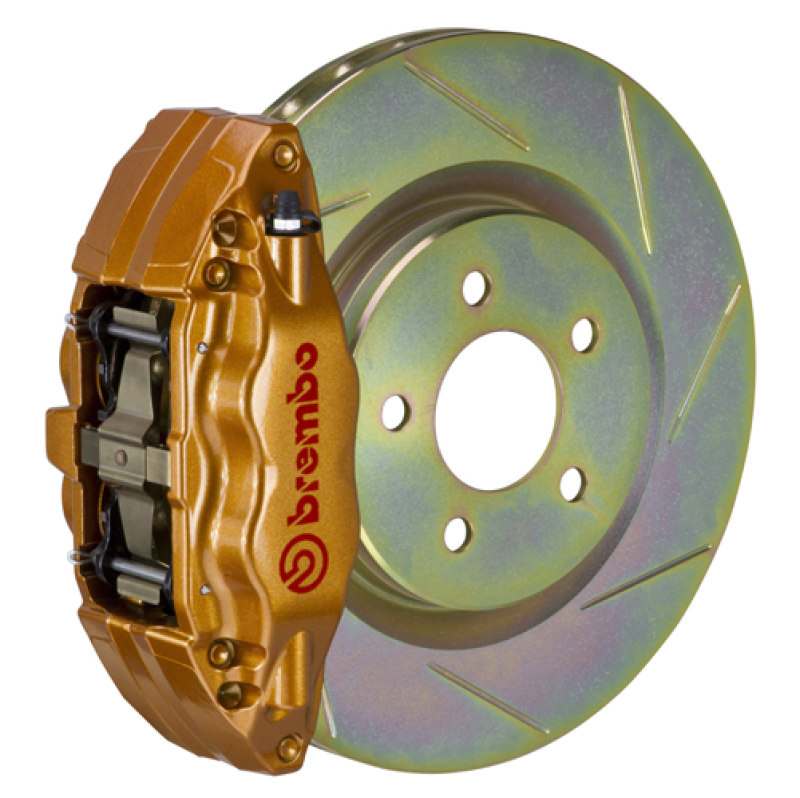 Brembo 15-21 WRX (VA) Front GT BBK 4 Piston Cast 2pc 326 x30 1pc Rotor Slotted Type-1 - Gold - 1E5.6003A4