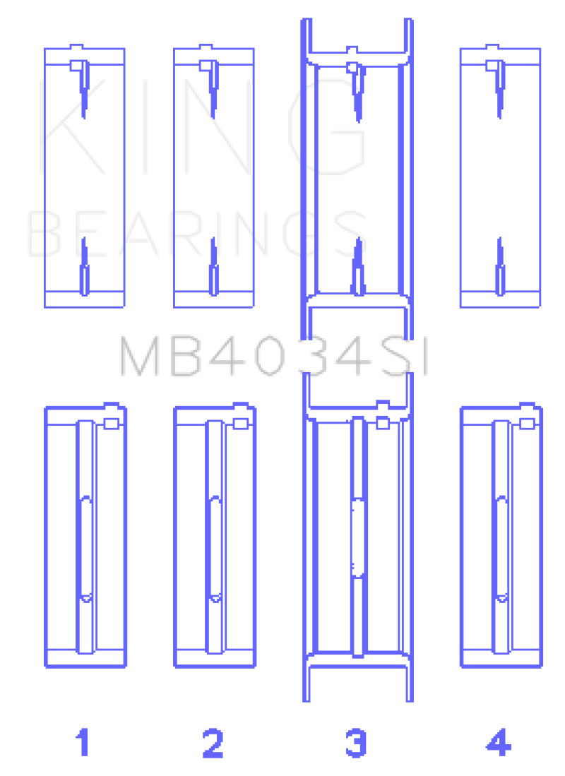 King Ford 232 (Size 0.25) Main Bearing Set - MB4034SI0.25