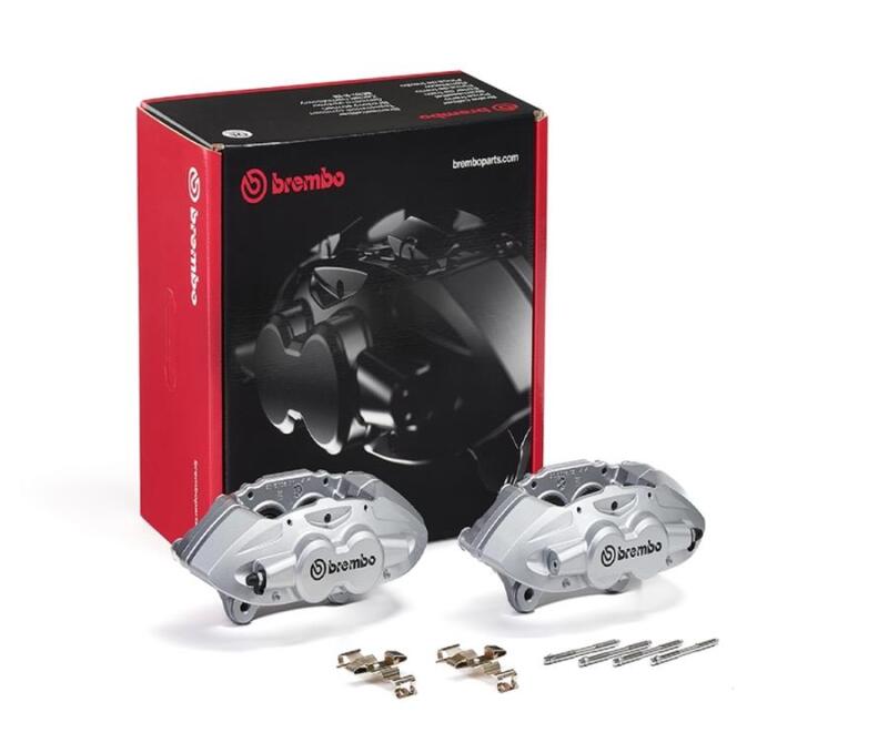 Brembo OE BMW 16-21 M2/17-18 M3/17-20 M4/14-16 M235i Hydraulic Front X-Style Brake Calipers - Silver - FALE32