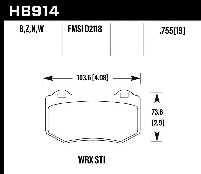 Hawk 2018 Subaru WRX STI HP Plus Rear Brake Pads - HB914N.580
