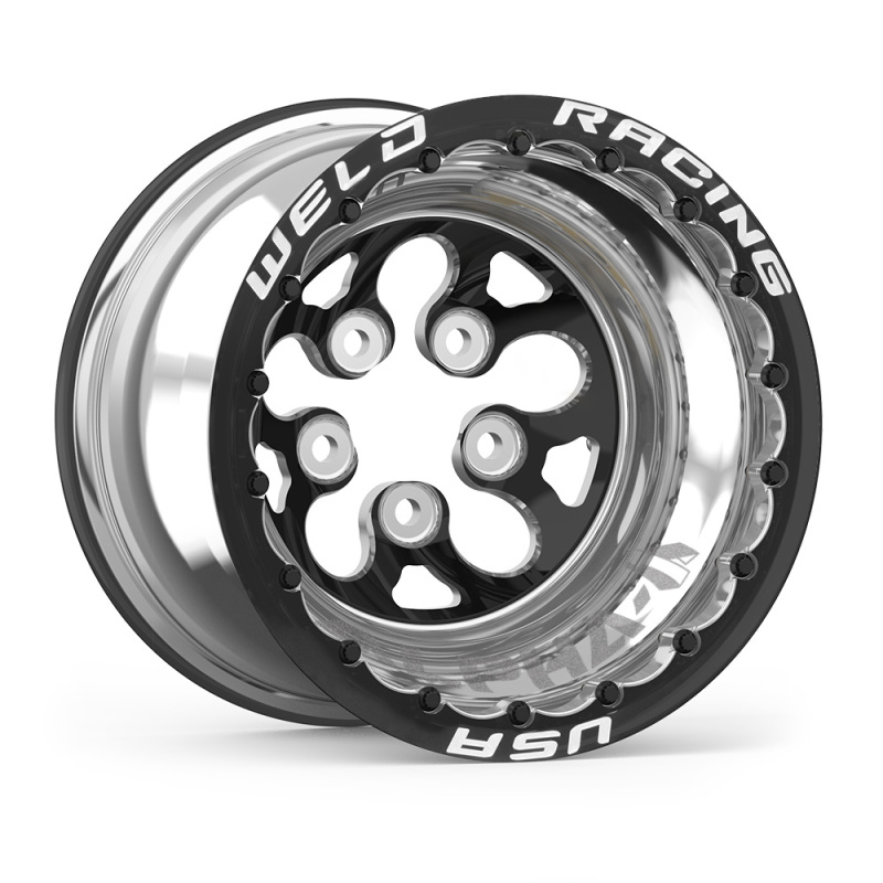 Weld Alpha-1 15x12 / 5x4.5 BP / 5in. BS Black Wheel - Black (Powder Coated) Double Beadlock MT - 83B-512B208MB