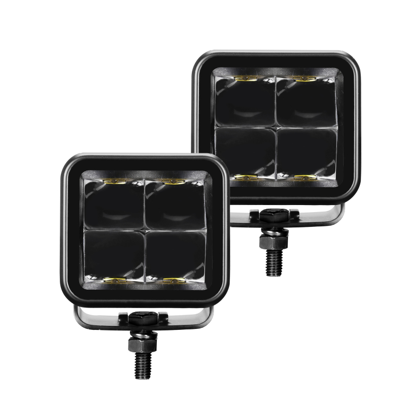 Go Rhino Xplor Blackout Series Cube LED Spot Light Kit (Surface/Threaded Stud Mnt) 2x2 - Blk (Pair) - 750200321SCS