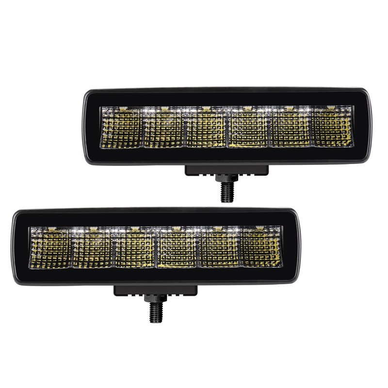 Go Rhino Xplor Blackout Series Sixline LED Flood Light Kit (Surface/Threaded Stud Mnt) - Blk (Pair) - 750300621FBS