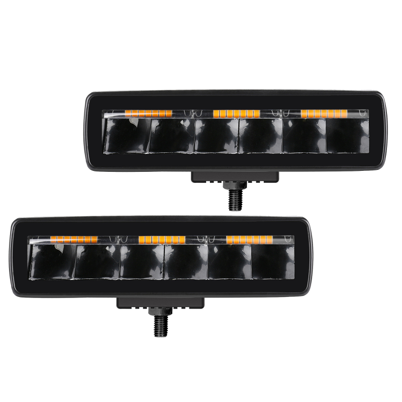 Go Rhino Xplor Blackout Combo Series Sixline LED Spot Lights w/Amber (Surface Mount) - Blk (Pair) - 750600622SBS