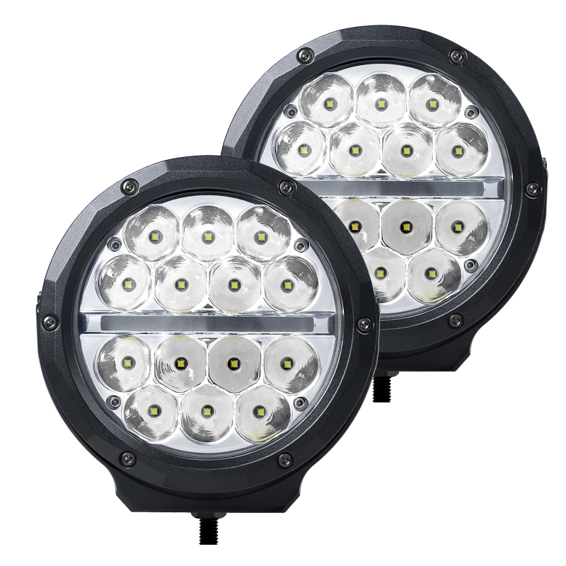 Go Rhino Xplor Bright Series Round LED Driving Light Kit w/DRL (Surface Mount) 6in - Blk (2 pc) - 750700623DRS