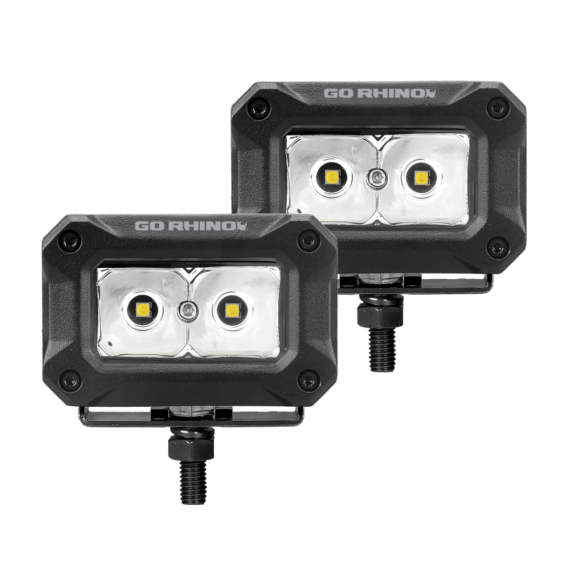 Go Rhino Xplor Bright Series Rectangle LED Spot Light Kit (Surface/Thread Stud Mnt) 3x2 - Blk (Pair) - 751003023SBS