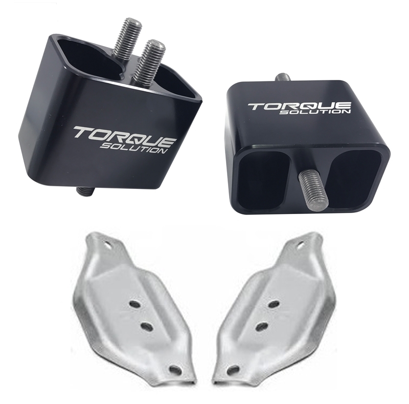 Torque Solution Solid Billet Engine Mounts w/ Mount Plates: 02-14 Subaru WRX / 04-17 STI - TS-SU-200SB-PL