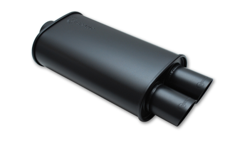 Vibrant StreetPower FLAT BLACK Oval Muffler with Dual 3in Outlet - 3in inlet I.D. - 1149
