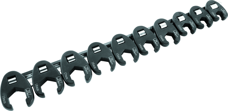 BikeMaster 10-pc 3/8in Drive Metric Flare Crow Foot Wrench Set - 151530