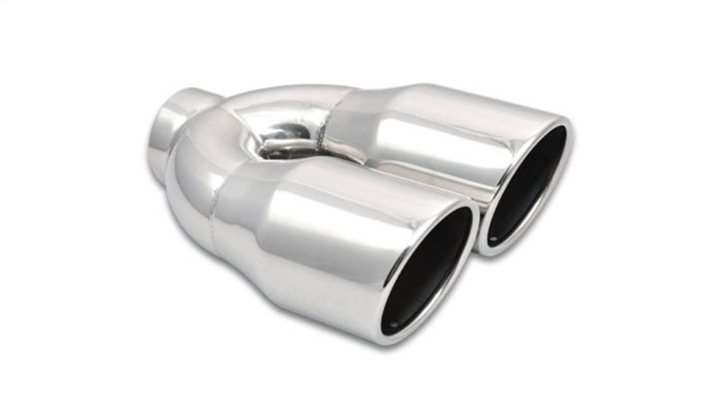 Vibrant 2.5in ID Dual 3.5in OD Round SS Exhaust Tip (Single Wall Angle Cut) - 1326