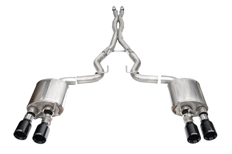Corsa 24-25 Ford Mustang Dark Horse 5.0L 3in Dual Rear Cat-Back w/Twin 4.5in Black PVD StraightTips - 21266BLK