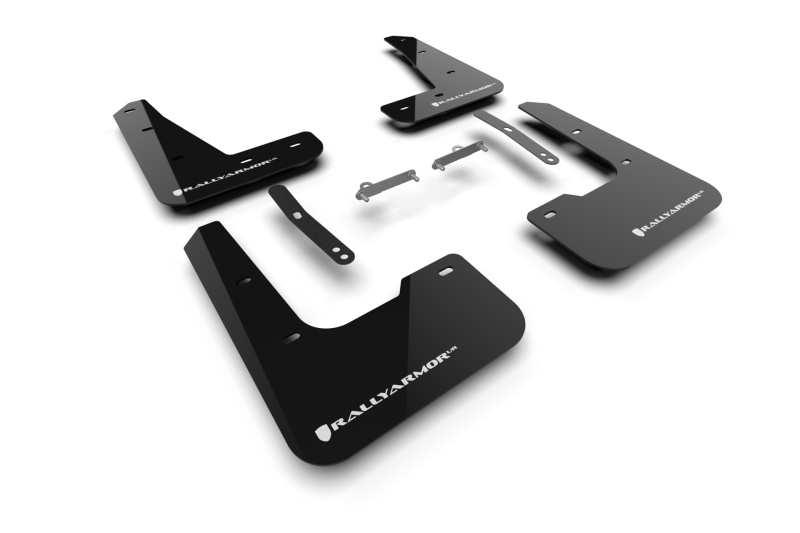 Rally Armor 2024-25 Hyundai Elantra N/N Line Black Mud Flap w/White Logo - MF120-UR-BLK-WH