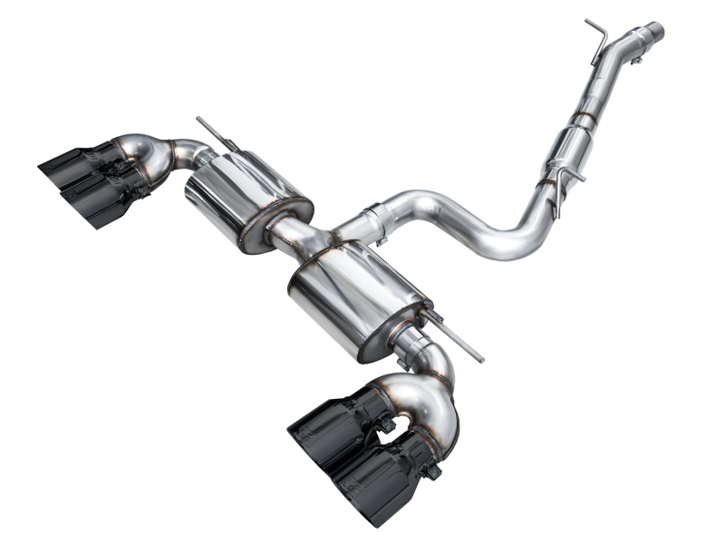 AWE MK8 Volkswagen Golf R 3in Touring Edition Quad Exhaust - Diamond Black Tips - 3015-43658