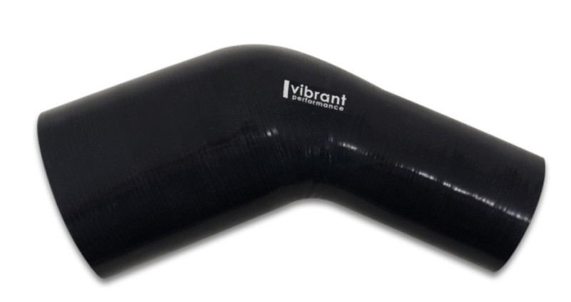 Vibrant 3.50in ID x 3.25in ID Gloss Black Silicone 45 Degree Transition Elbow - 19771