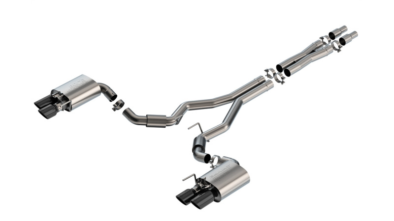 Borla 2024 Ford Mustang GT 5.0L V8 w/ Active Exhaust S-Type Cat-Back Exhaust System - Black Chrome - 140962BC
