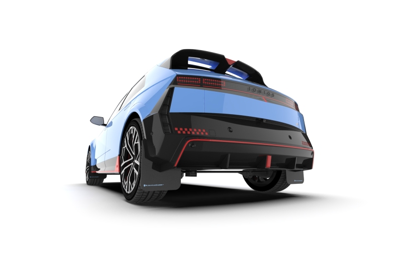 Rally Armor 2025+ Hyundai Ioniq 5 N Black Mud Flap w/ Light Blue Logo - MF117-UR-BLK-PBL