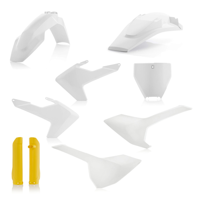 Acerbis 16-18 Husqvarna TC125/ FC250-450/ TC250/ TX300/FX350/450 Full Plastic Kit - 18 White/Yellow - 2462605909