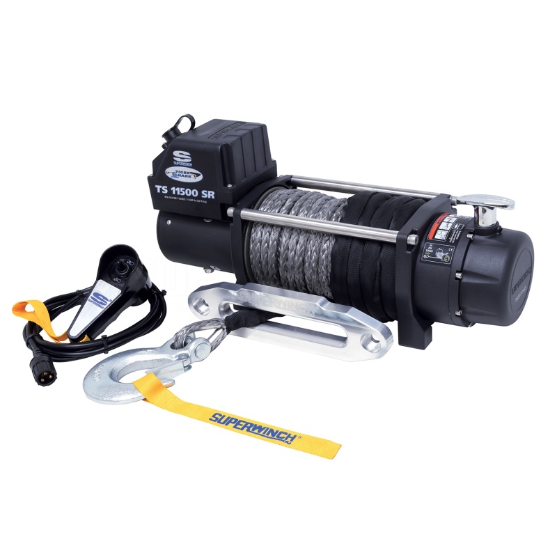 Superwinch 11500 LBS 12V DC 3/8in x 80ft Synthetic Rope Tiger Shark 11500 Winch - 1511201