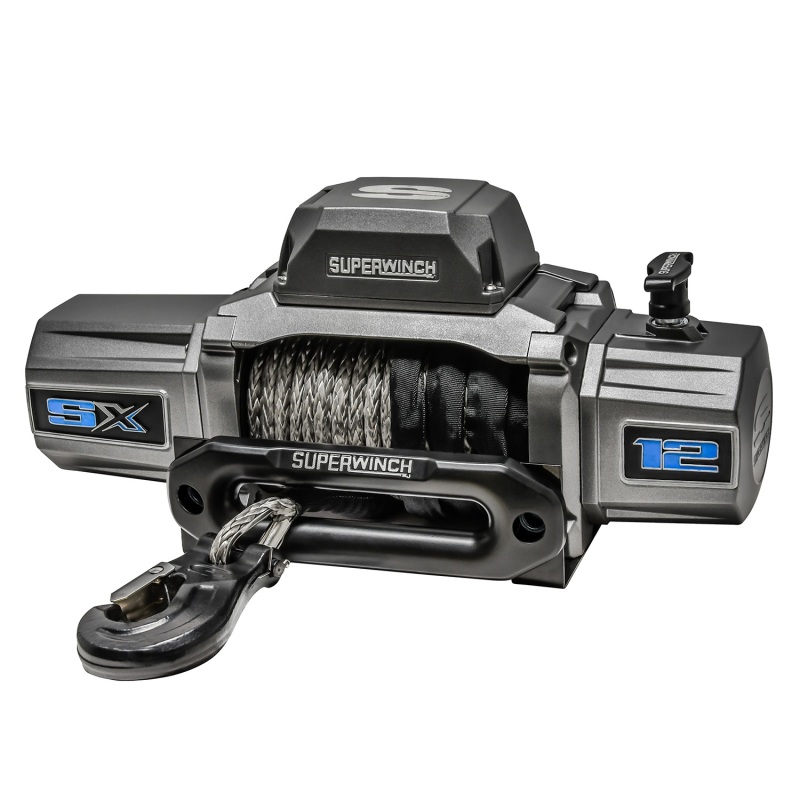 Superwinch 12000 LBS 12V DC 3/8in x 80ft Synthetic Rope SX 12000SR Winch - Graphite - 1712201