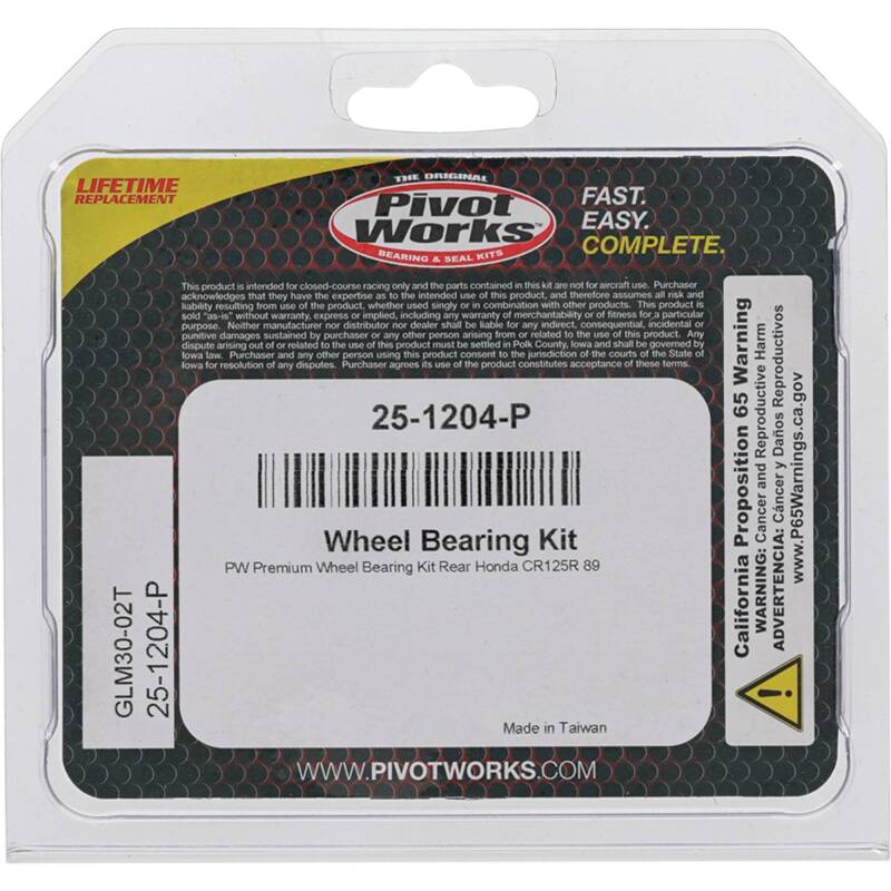 Pivot Works Honda Wheel Bearing Kit Premium Bearings - 25-1204-P