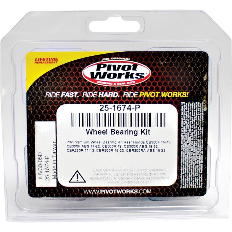 Pivot Works Honda Wheel Bearing Kit Premium Bearings - 25-1674-P