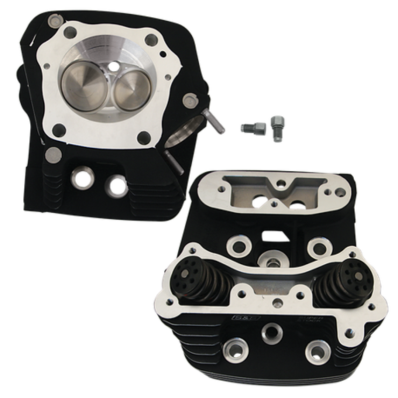 S&S Cycle 84-99 BT 93cc Cylinder Head Kit For S&S 4in Bore - Wrinkle Black - 90-1509