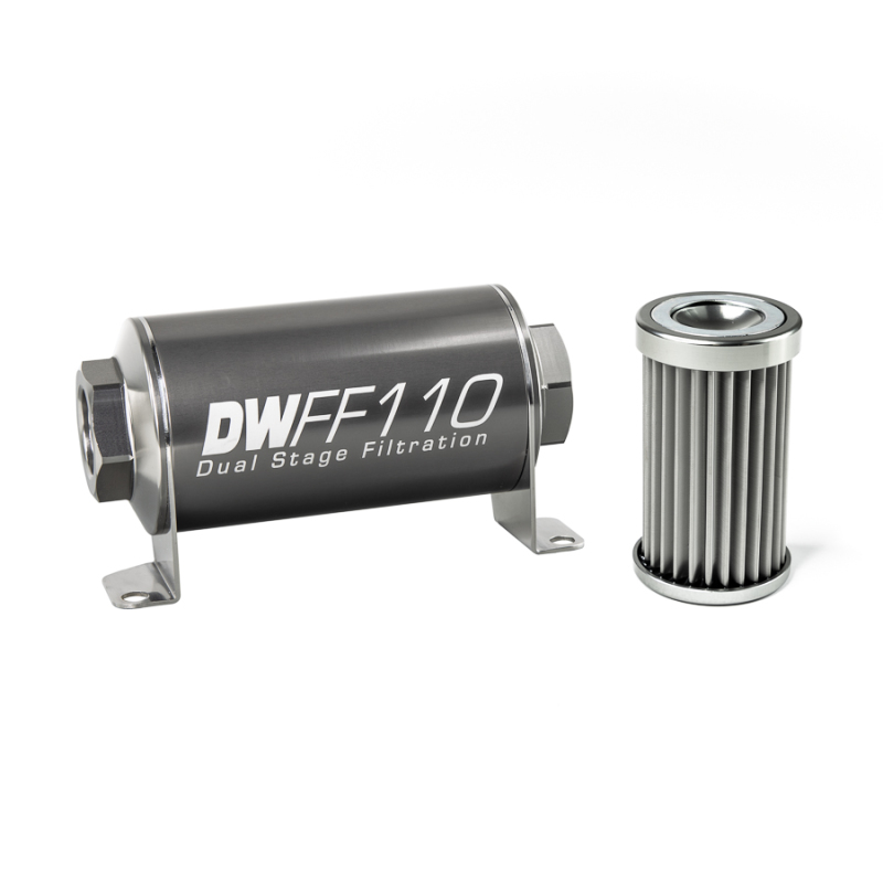 DeatschWerks Stainless Steel 5 Micron Universal Inline Fuel Filter Housing Kit (110mm) - 8-03-110-005K