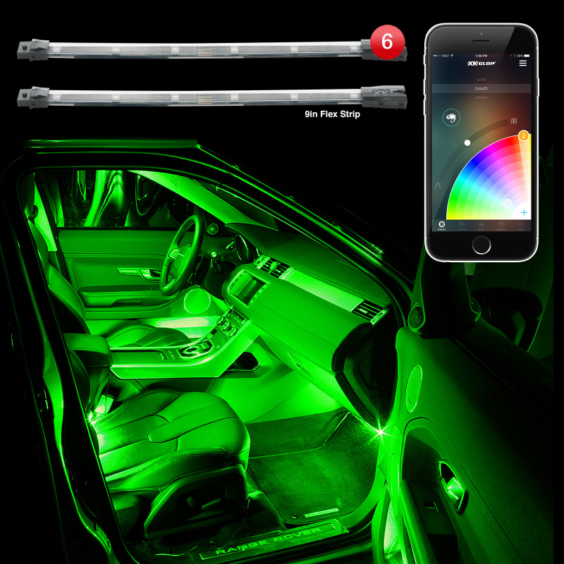 XK Glow Flex Strip Million Color XCHROME Smartphone App Controlled Undercar Kit 6x10In - KS-CAR-MINI