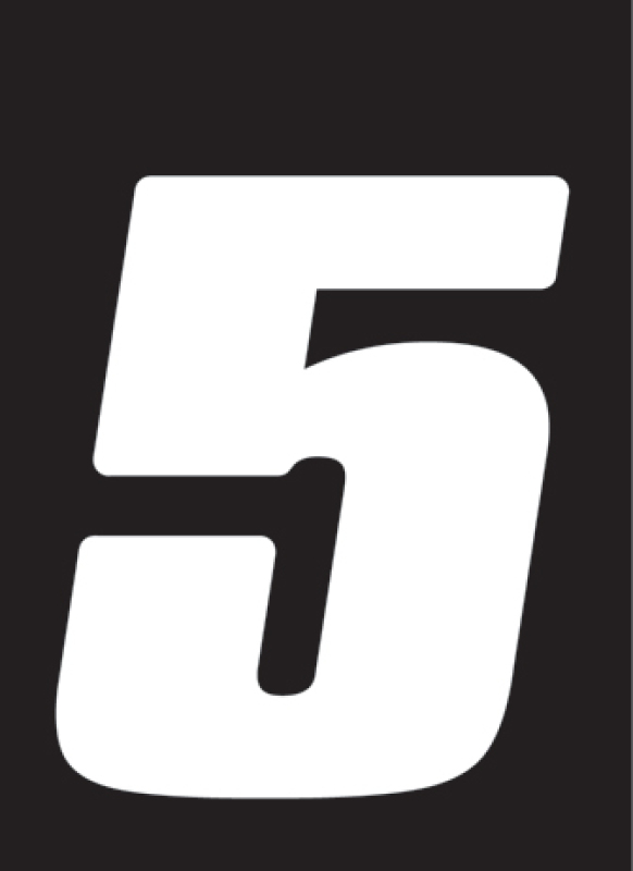 Hardline Dirt Digits 3pk 4 in. - High Gloss Number 5 - White - DD43W-5