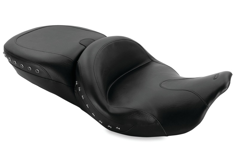 Mustang 08-21 Harley Electra Glide,Rd Glide,Rd King,Str Glide Touring Summit 1PC Seat w/Studs- Black - 76862