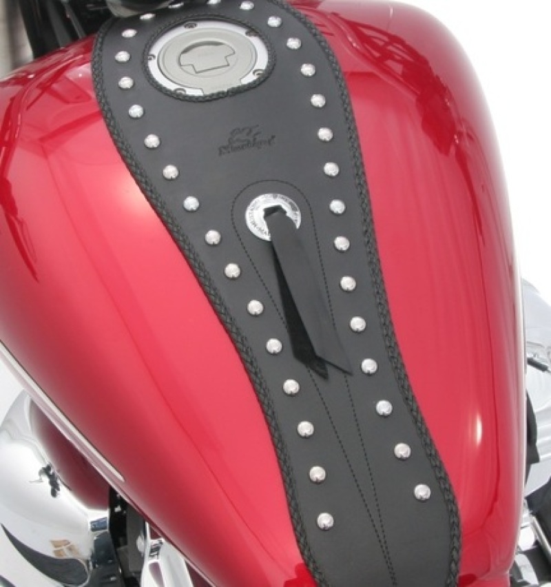 Mustang 07-17 Yamaha V-Star 1200,V-Star 1300 Tourer,V-Star 1300 Deluxe Tank Bib w/Studs- Black - 93204