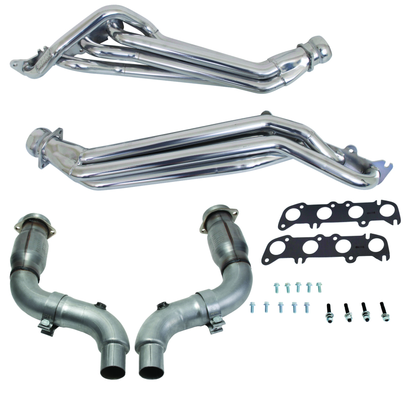 BBK 15-23 Ford Mustang GT 1-3/4 Long Tube Headers w/High Flow Catted Mid Pipe (Silver Ceramic) - 16336