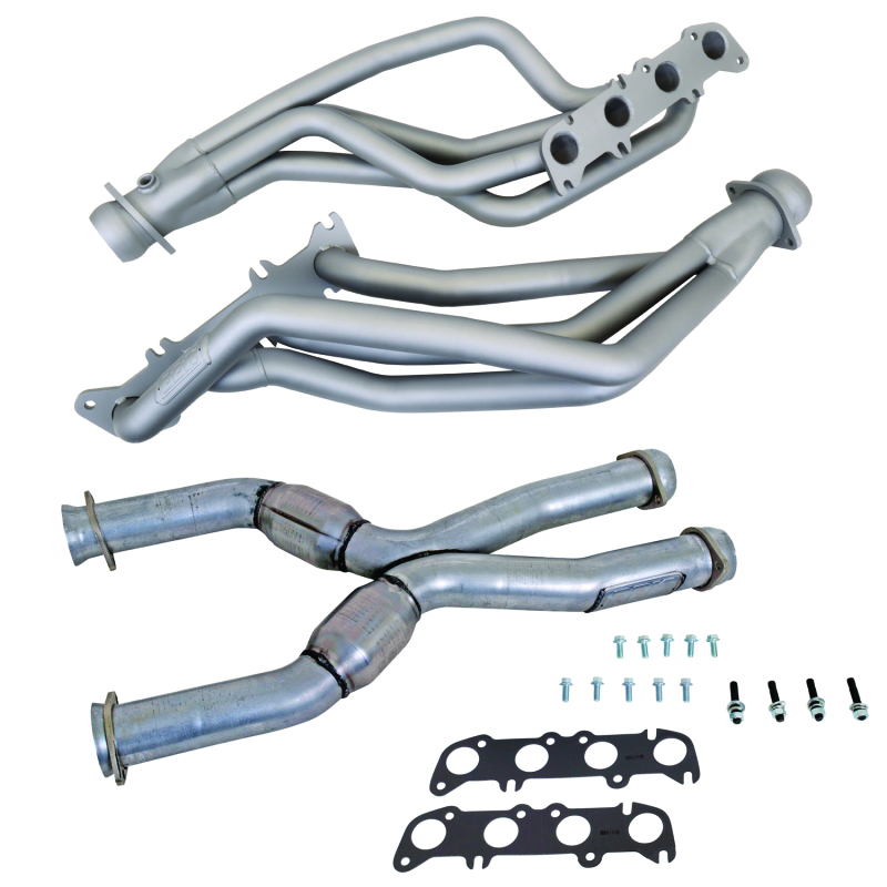 BBK 86-04 Ford Mustang Coyote Swap 1-3/4in Long Tube Headers w/High Flow Catted X-Pipe (Ti Ceramic) - 16342