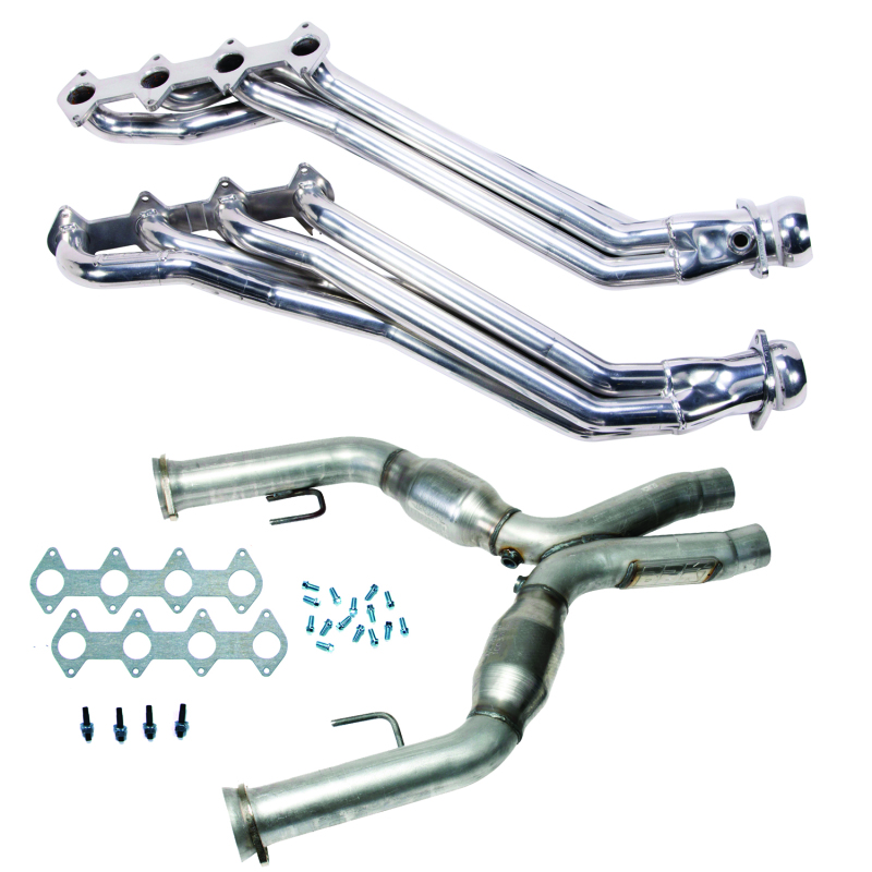 BBK 05-10 Ford Mustang GT 1 5/8 Long Tube Headers w/High Flow Catted X-Pipe (Silver Ceramic) - 16413