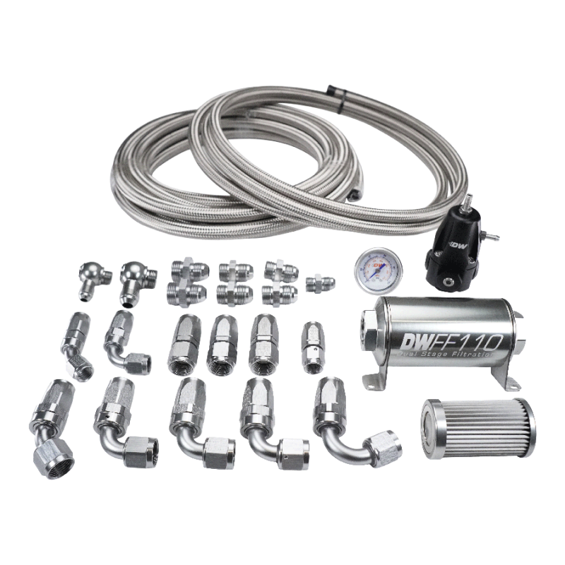 Deatschwerks X2 Series Pump Module -8AN Feed w/ -6AN return CPE Plumbing Kit for 92-00 Honda Civic - 6-624