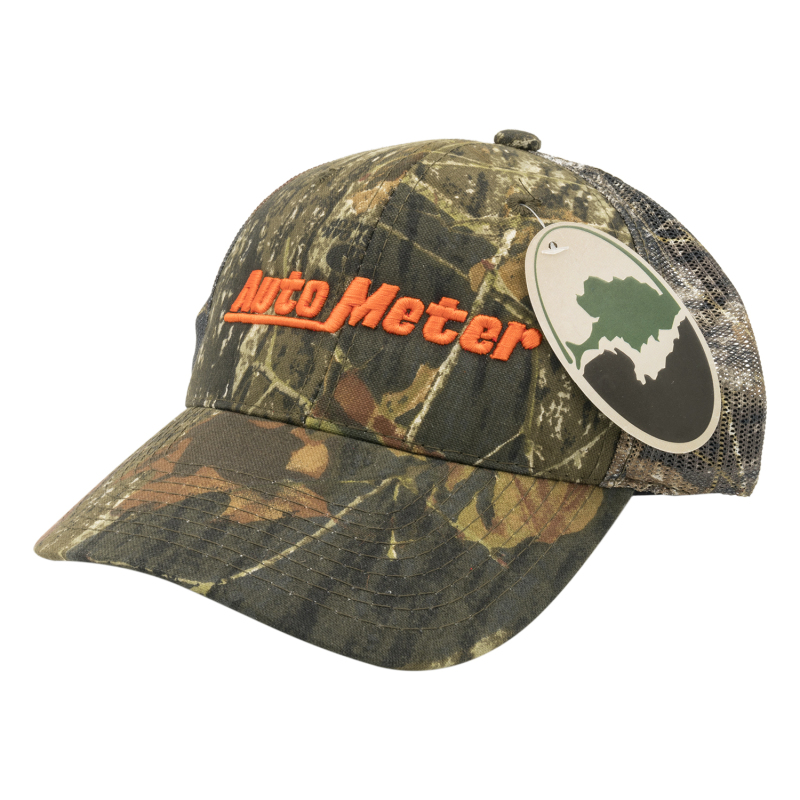Autometer Hat Mesh Black w/ Velcro Hunting Camo Blaze Orange - 0444