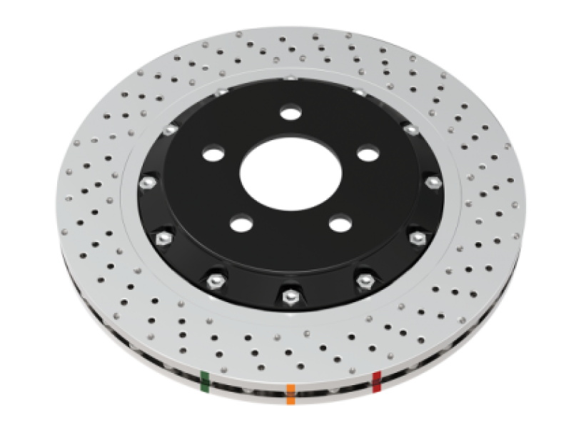DBA 2022+ Volkswagen Golf R Mk8 5000 Series Cross Drilled & Dimpled 2 Piece Front Brake Rotor - DBA53927SLVXD